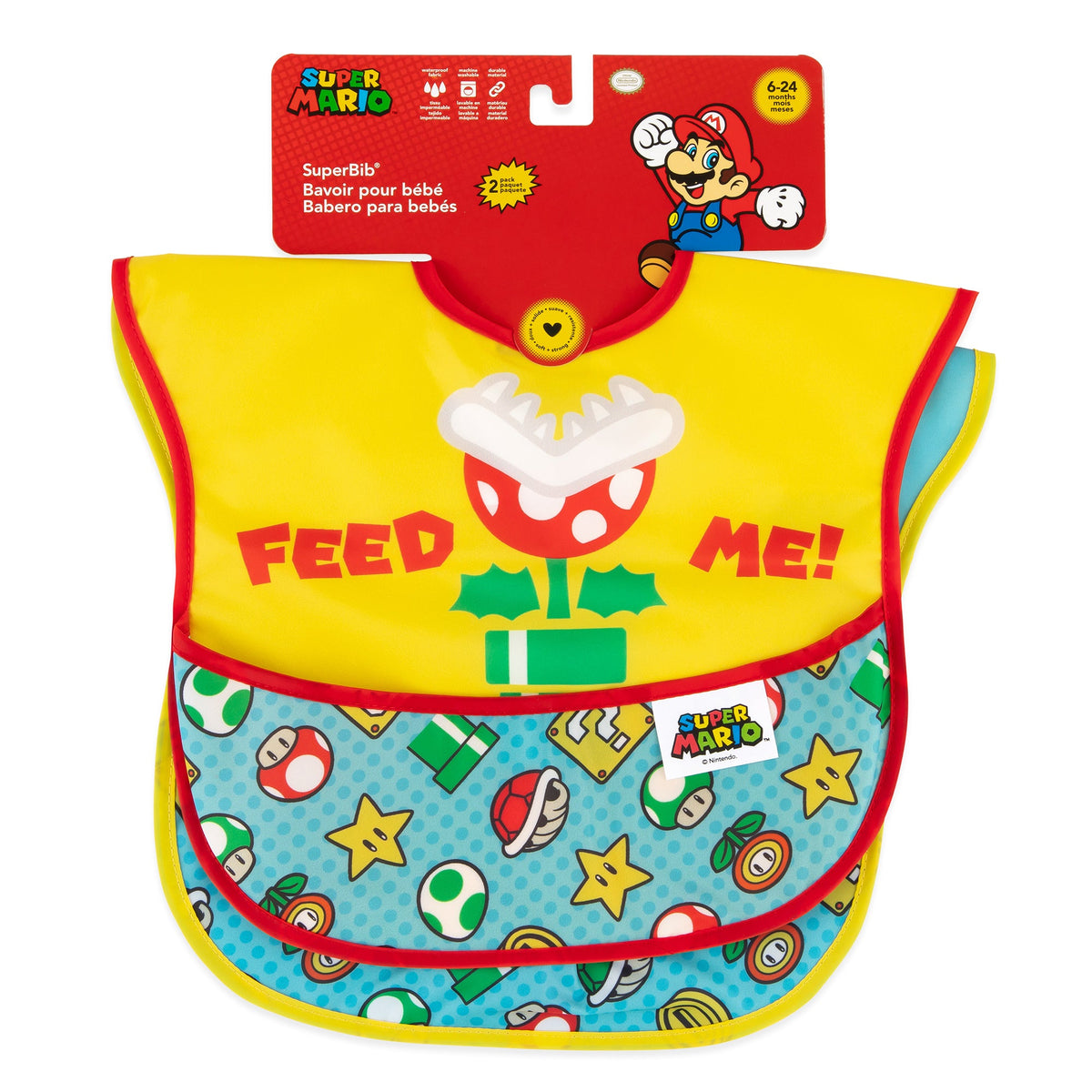 Nintendo SuperBib for 6 to 24 months – Super Mario 2 pk Baby | Bumkins