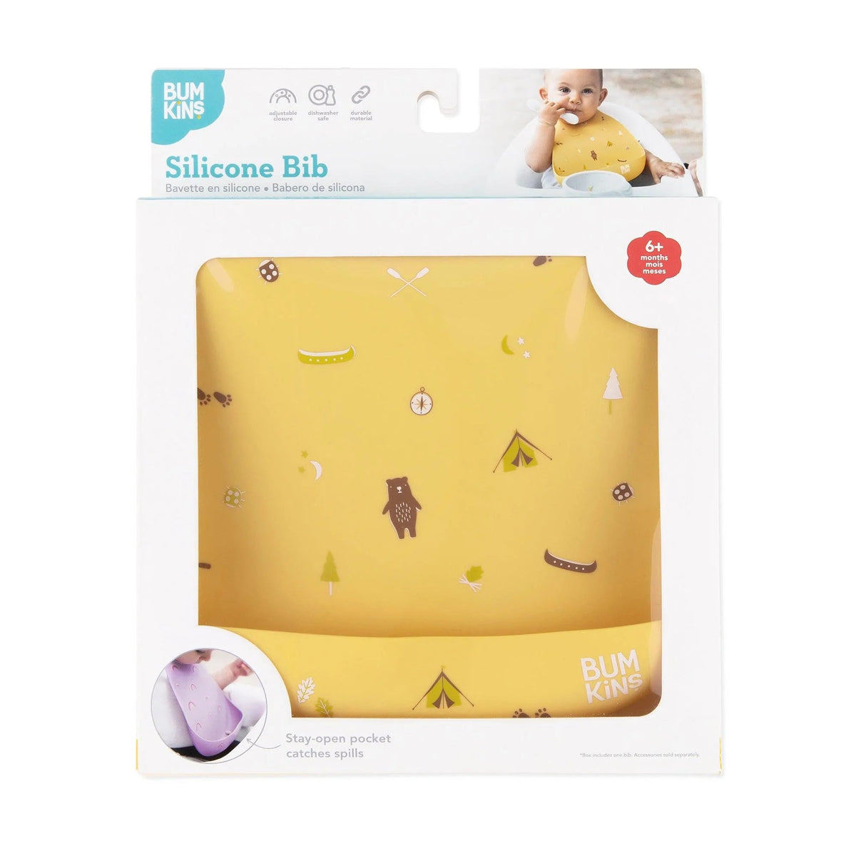 Cute Camp Gear Silicone Baby Feeding Bibs 6-24 Months | Bumkins