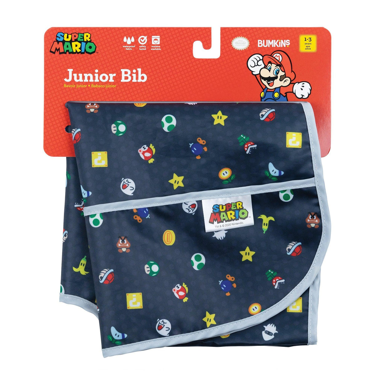 Short Sleeved Bib Ft. Waterproof Super Mario Fabric | Bumkins