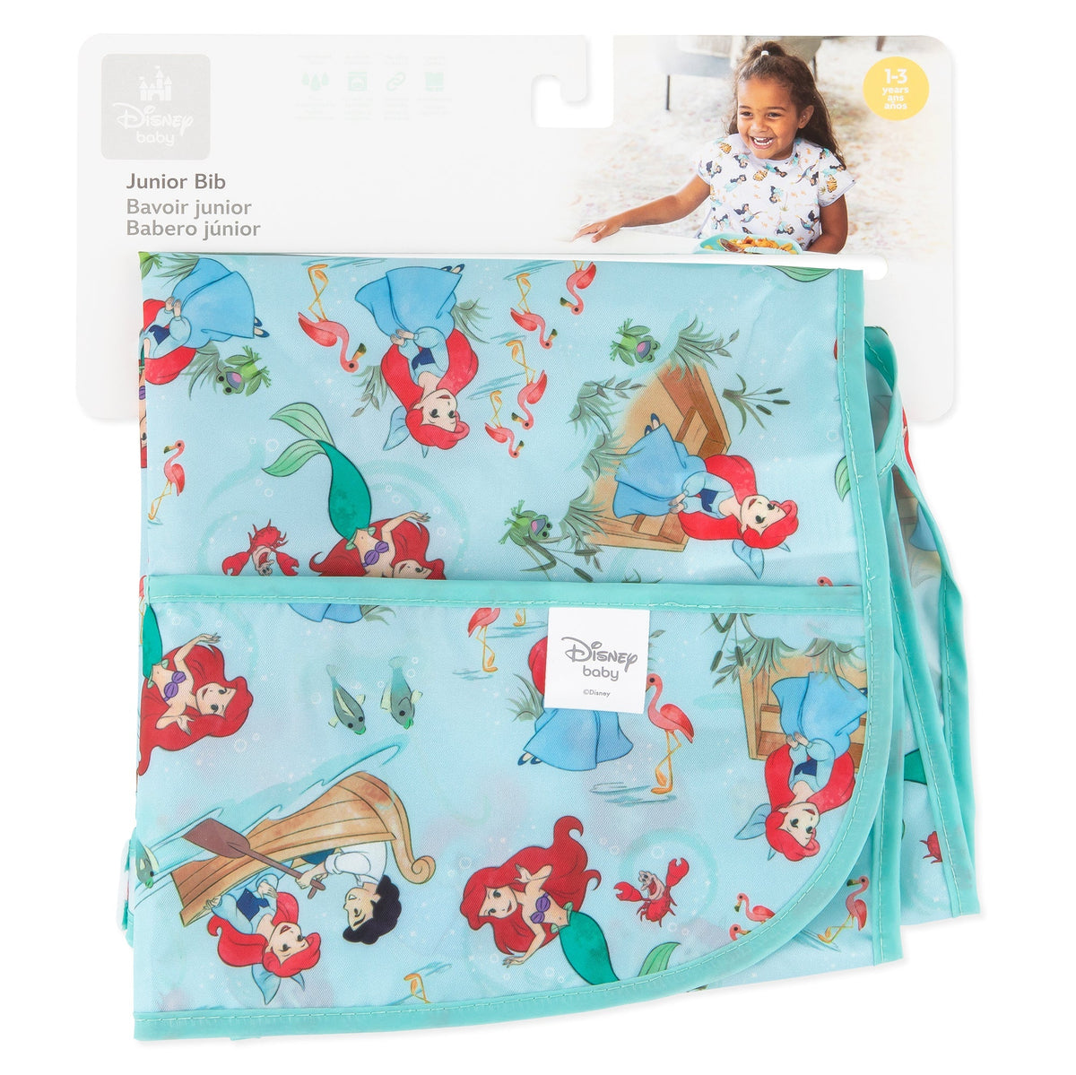 Disney Princess Ariel Short-Sleeved Toddler Bib | 1-3 Yrs | Bumkins