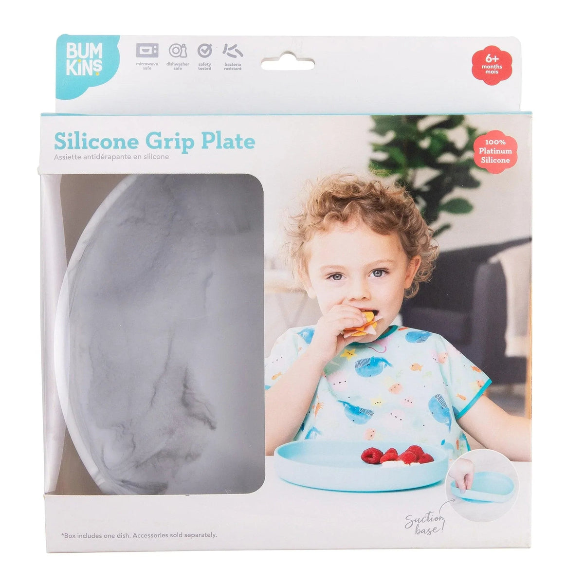 Marble Silicone Kids Suction Plate For Experienced Eaters | Bumkins