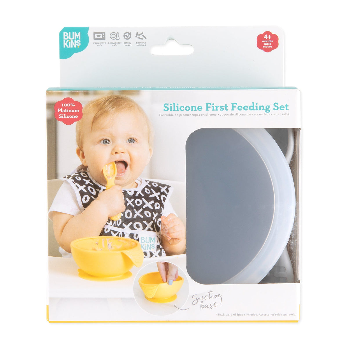 Marbled Silicone Baby Feeding Set with suction Bowl, Spoon + Lid | Bumkins
