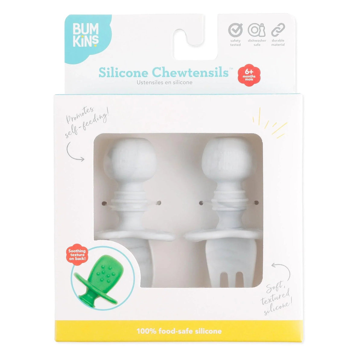 Chewtensils Silicone Baby Spoon and Fork Set – Marble Baby | Bumkins