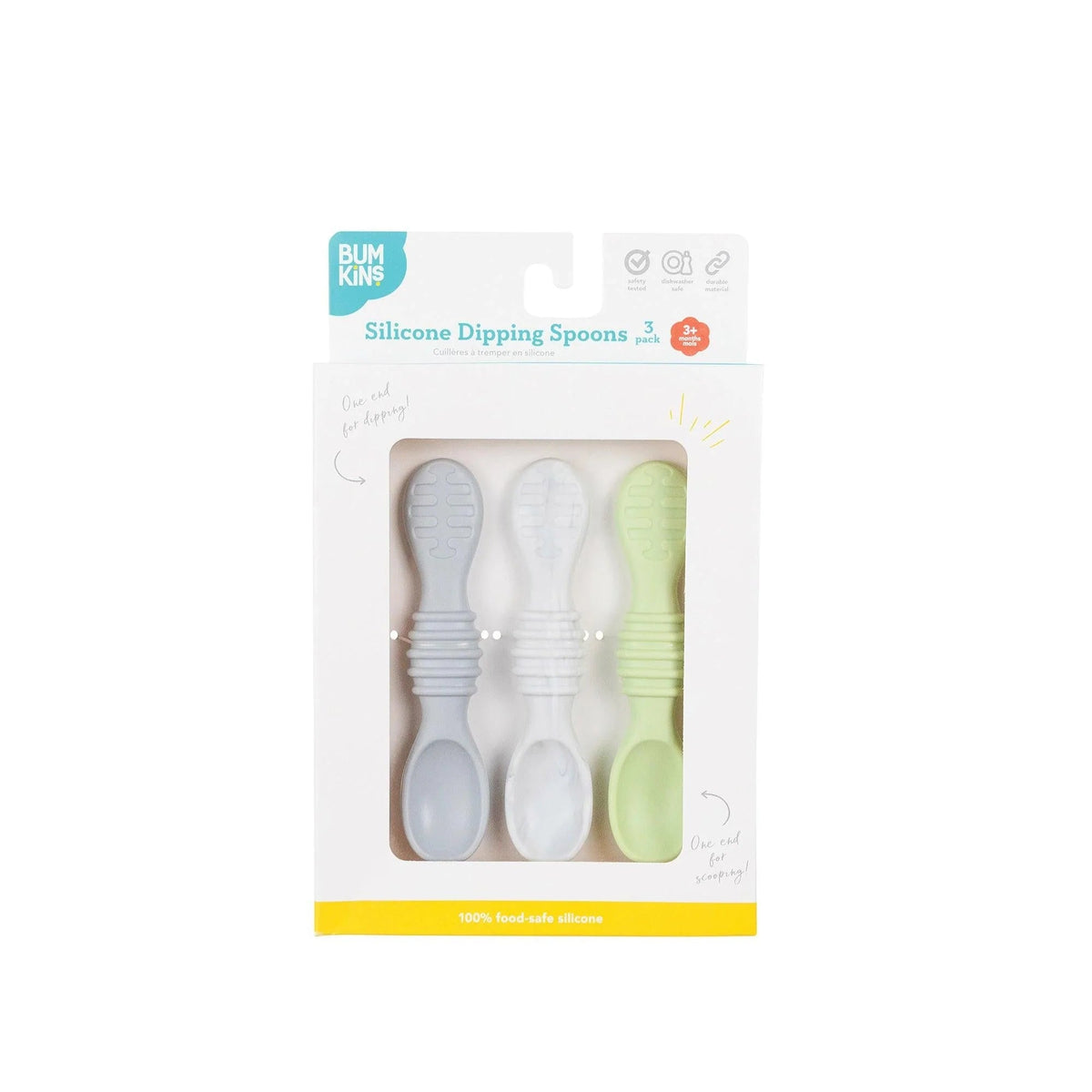 2 in 1 Silicone Baby Spoons For Self-Feeding 3 mos & up Baby | Bumkins