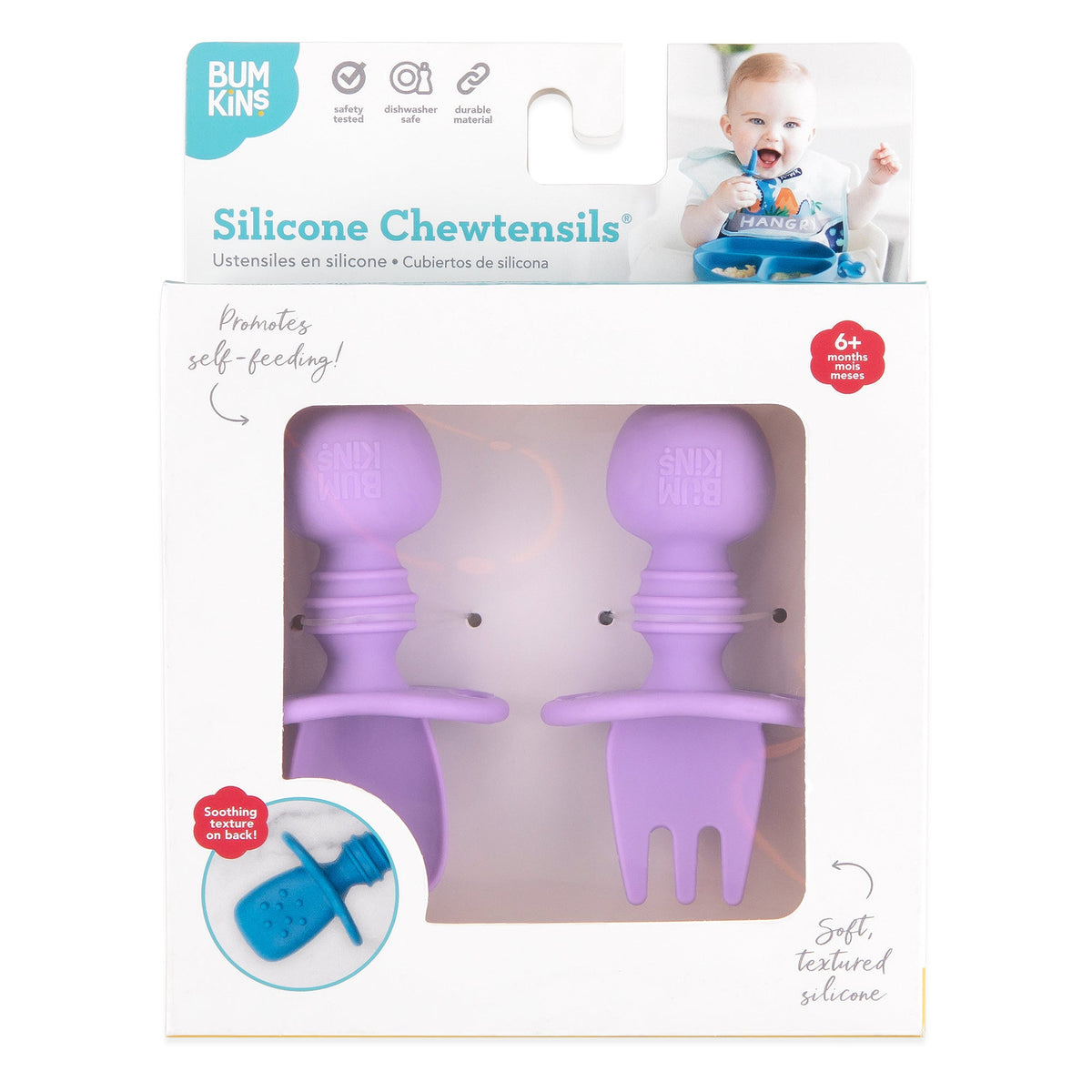 Silicone Fork & Spoon Set For Baby in Lavender | Bumkins