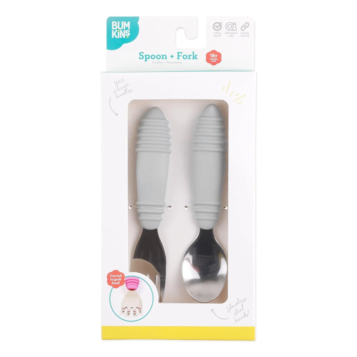 Silicone & Stainless Steel Baby Spoons + Forks | Bumkins