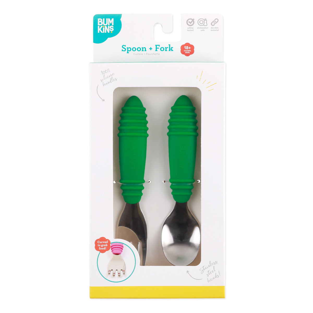 Toddler Utensils Stainless Steel Duo in Precious Jade | Bumkins