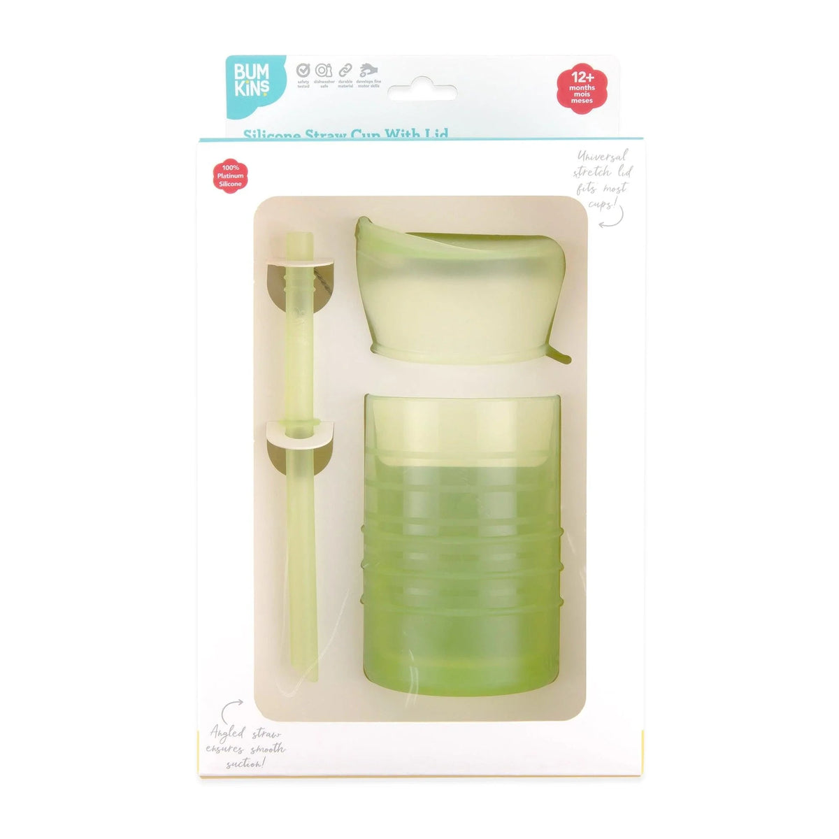 3-in-1 Silicone Toddler Sippy Cup w/ Straw & Lid in Sage | Bumkins