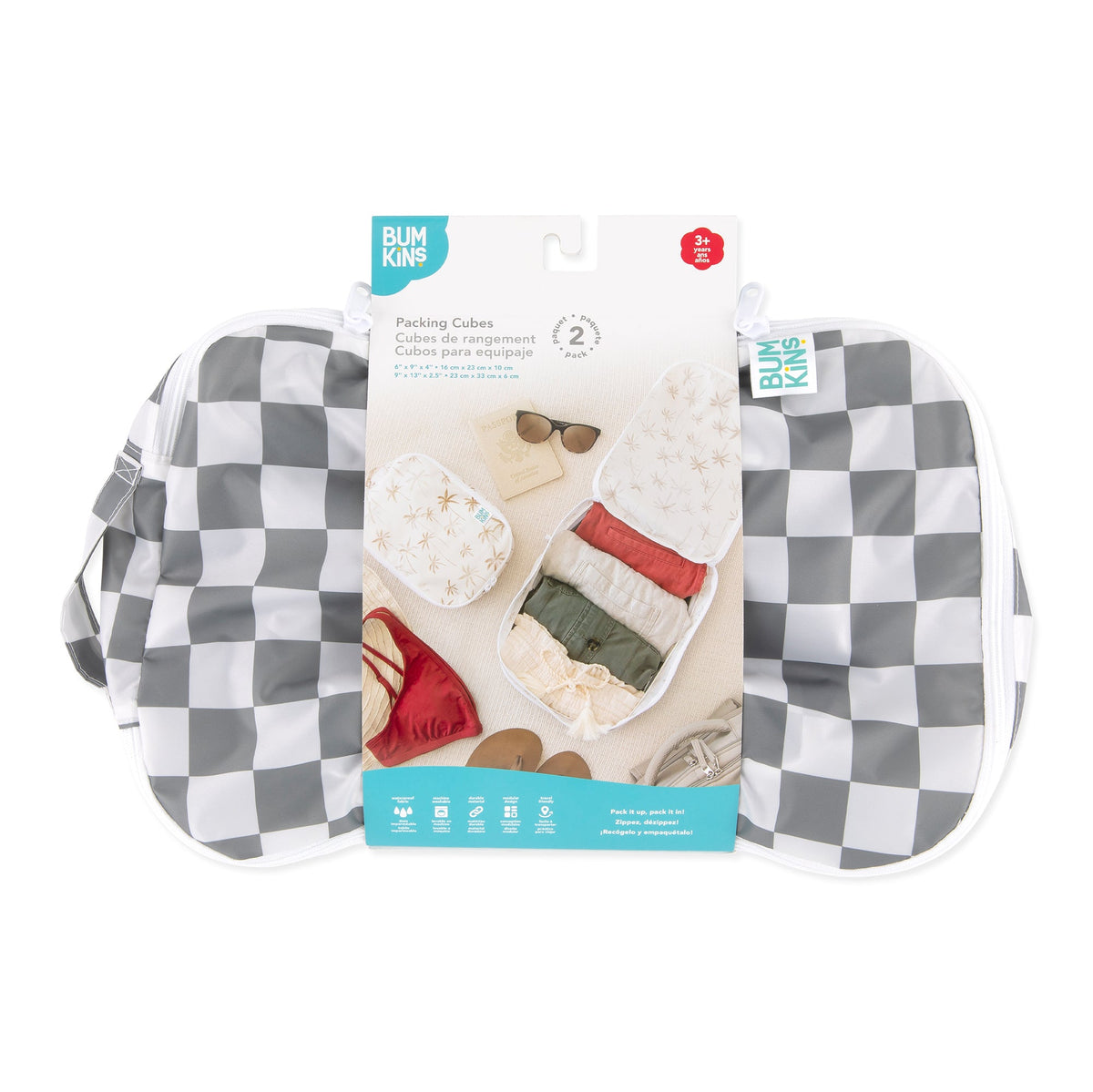 Packing Cube 2 Pack: Charcoal Check | Bumkins