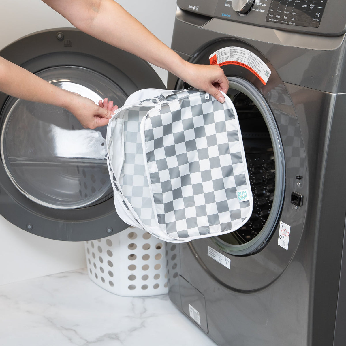 Grey Checkered Waterproof Packing Cubes + Travel Bag Set | Bumkins