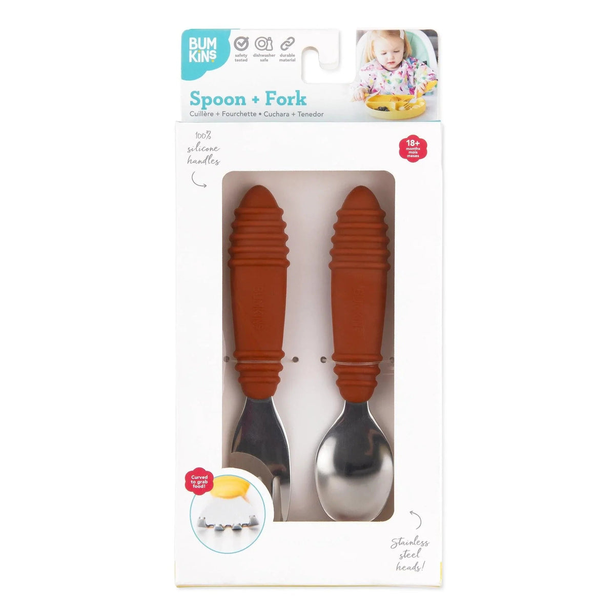 Toddler Spoon and Fork Set in Boho Clay For Self-Feeding | Bumkins