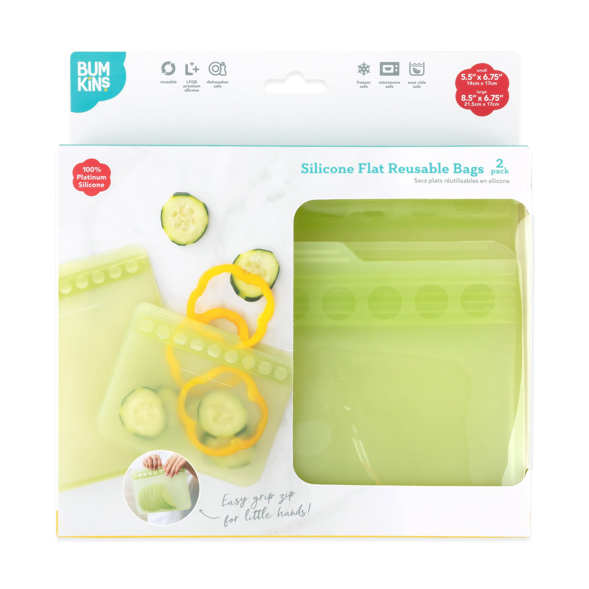 Sage Silicone Storage Bags | Reusable Food & Freezer Bags | Bumkins