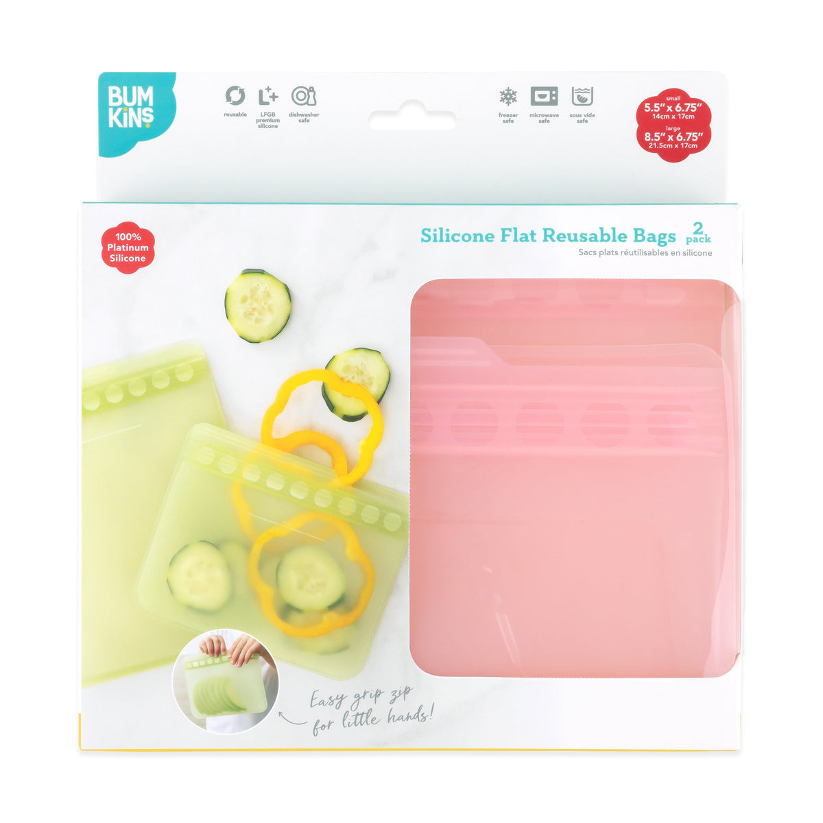 Pink Silicone Food Storage Bags For Meal Prep, Lunch & More! | Bumkins