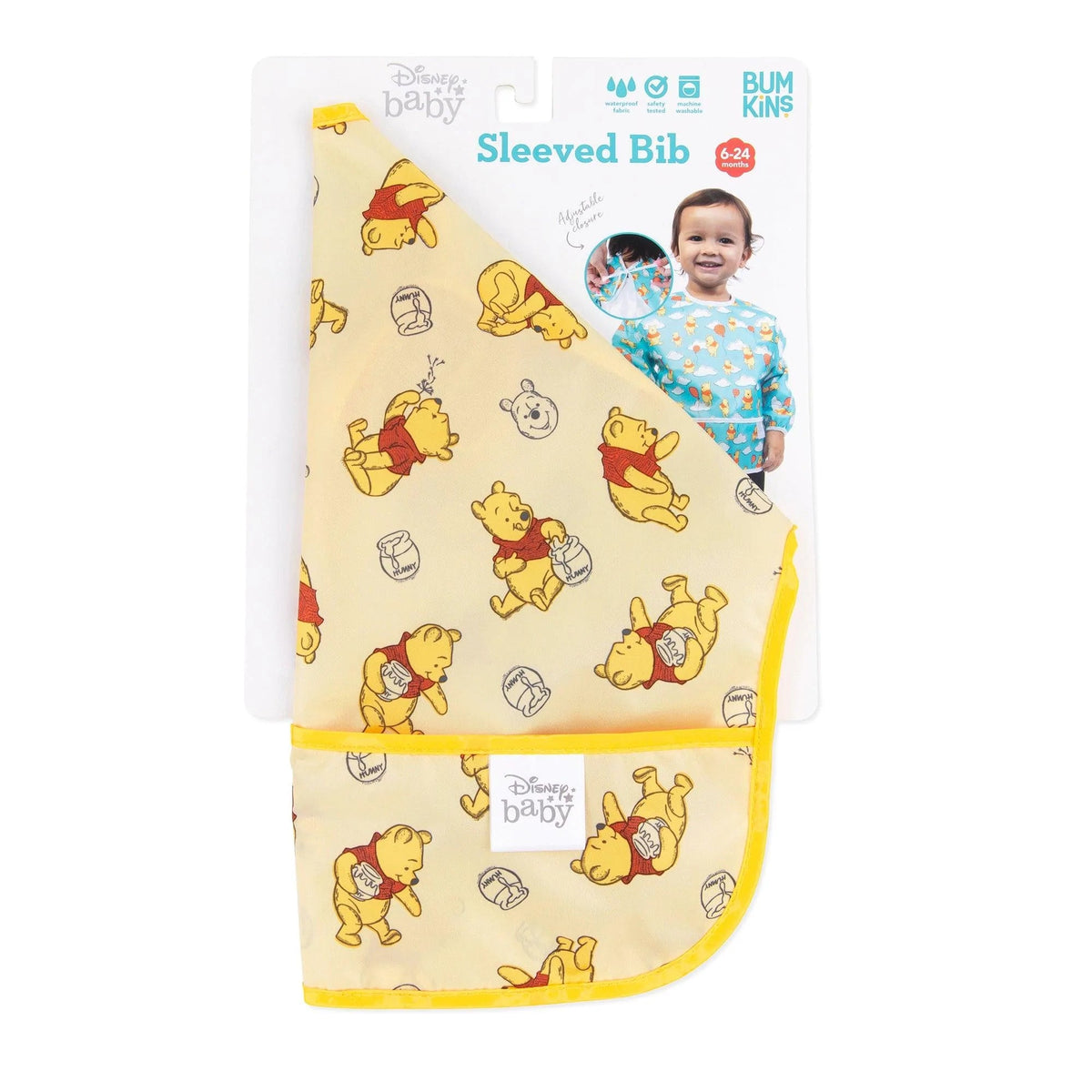 Winnie The Pooh Hunny Pot Sleeved Bib for Baby 6-24 mos | Bumkins