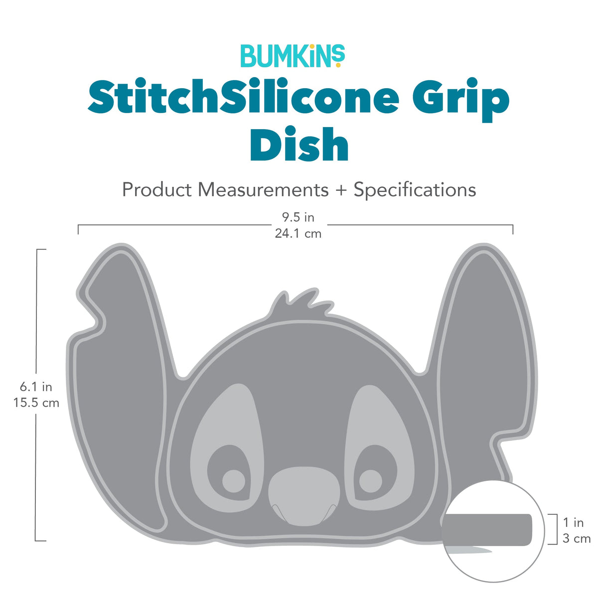 Disney Stitch Silicone Suction Grip Dish | Food-safe, Dishwasher Safe | Bumkins