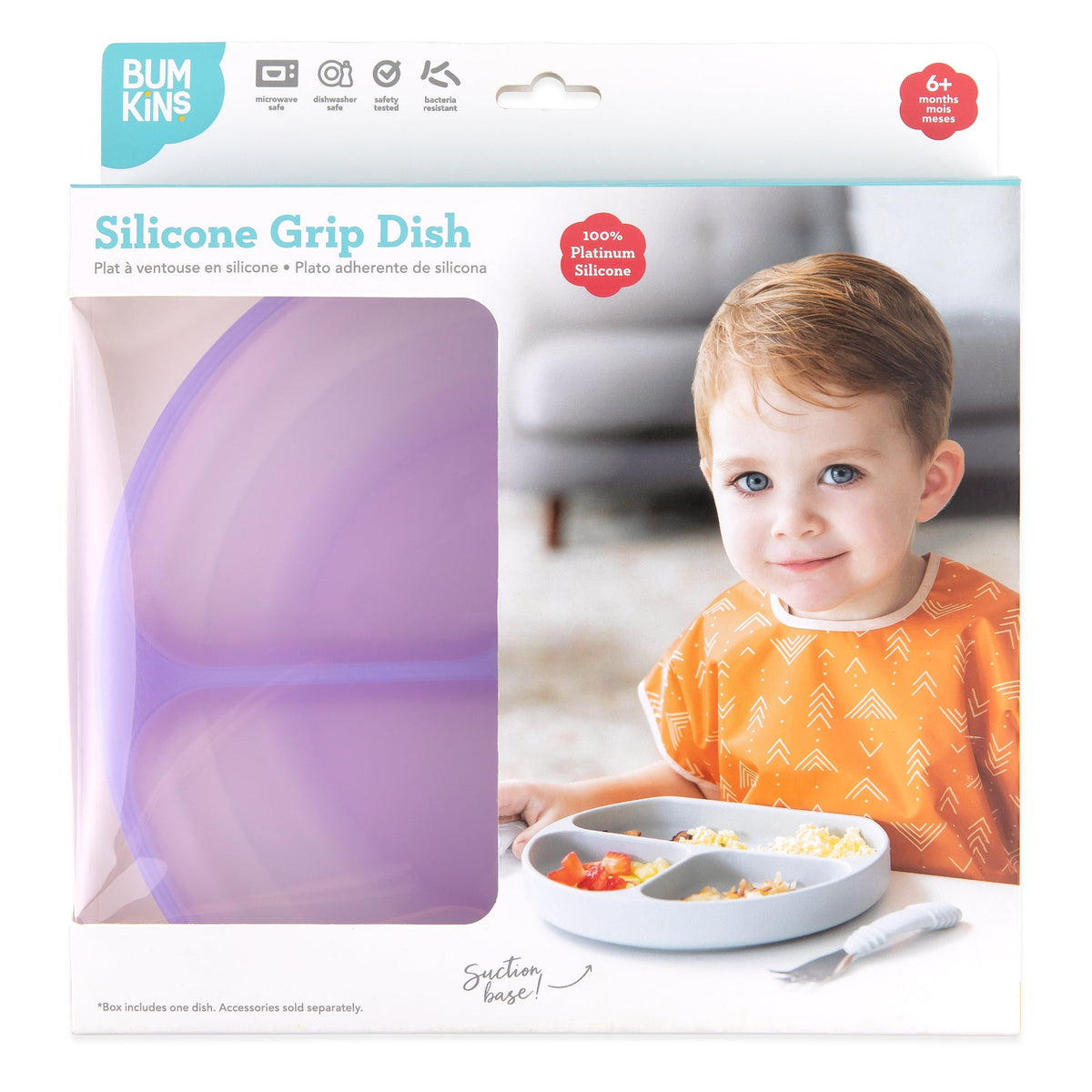 Purple Jelly Silicone Suction Grip Dish for Toddlers, Babies | Bumkins