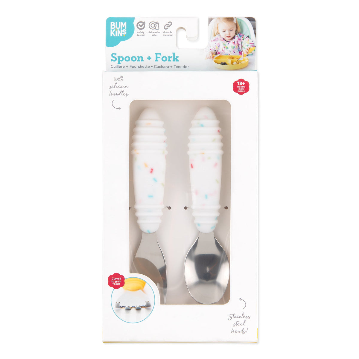 Toddler-Safe Kids Silverware Duo in Cute Vanilla Sprinkle | Bumkins