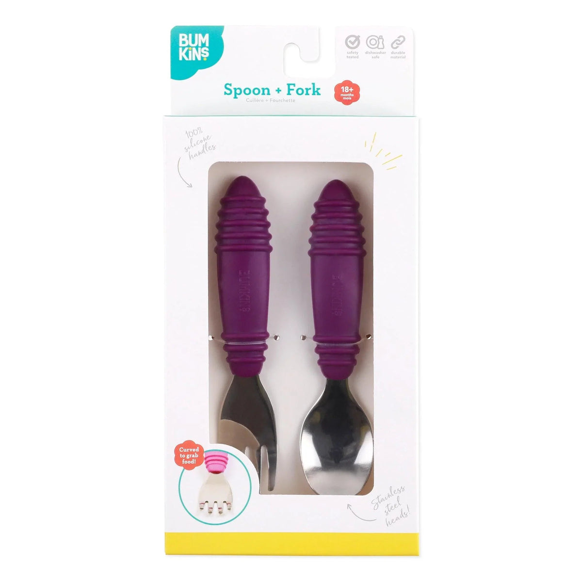 Fun Purple Children's Utensils Spoon + Fork Set | Bumkins