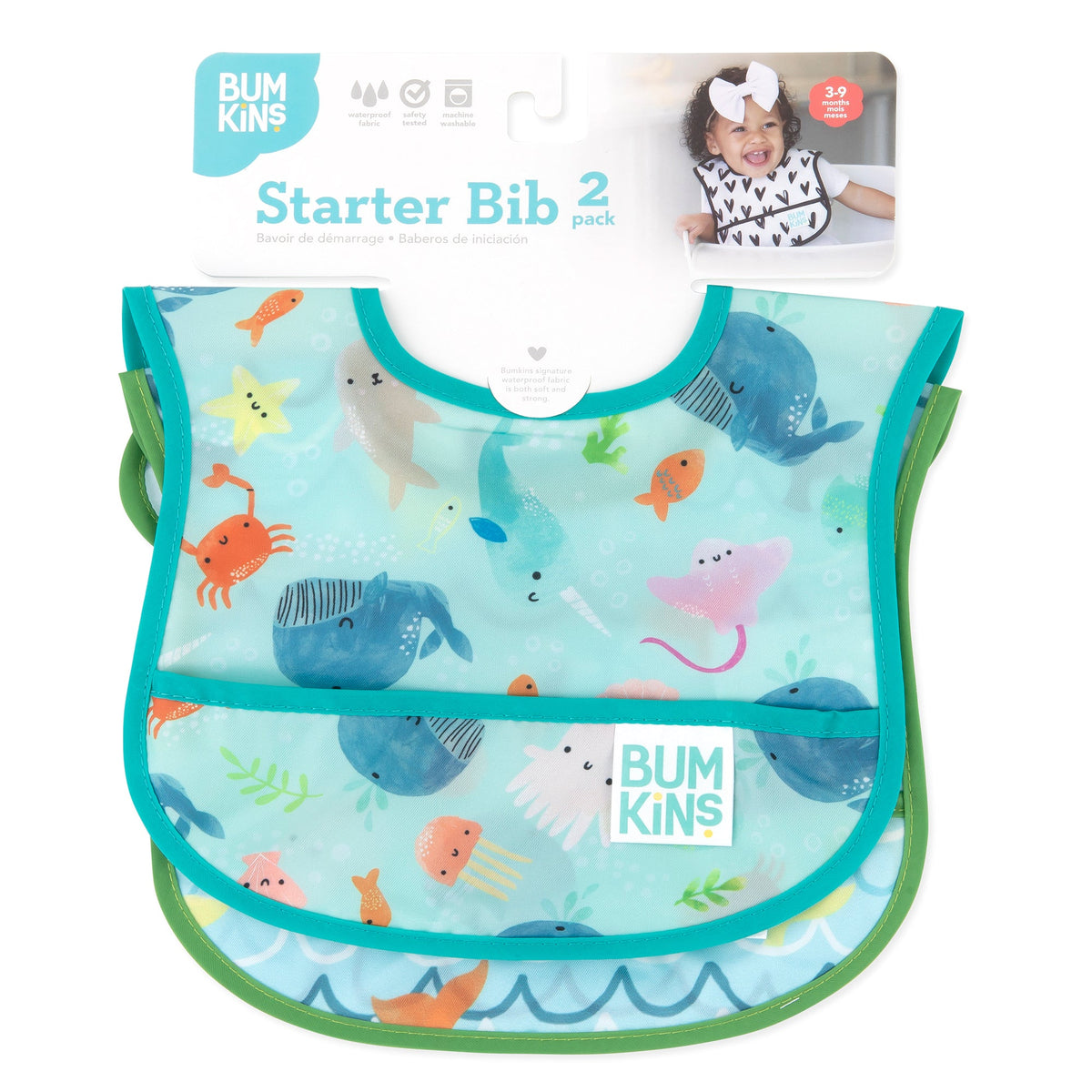 Cute Sea Animals Starter Bib Set for Babies 6-24 mos | Bumkins