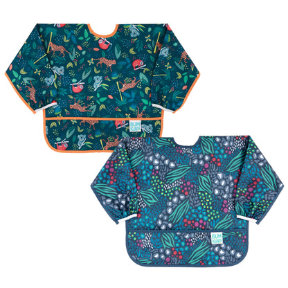 Sleeved Bib 2 Pack: Jungle and Animal Print | Bumkins