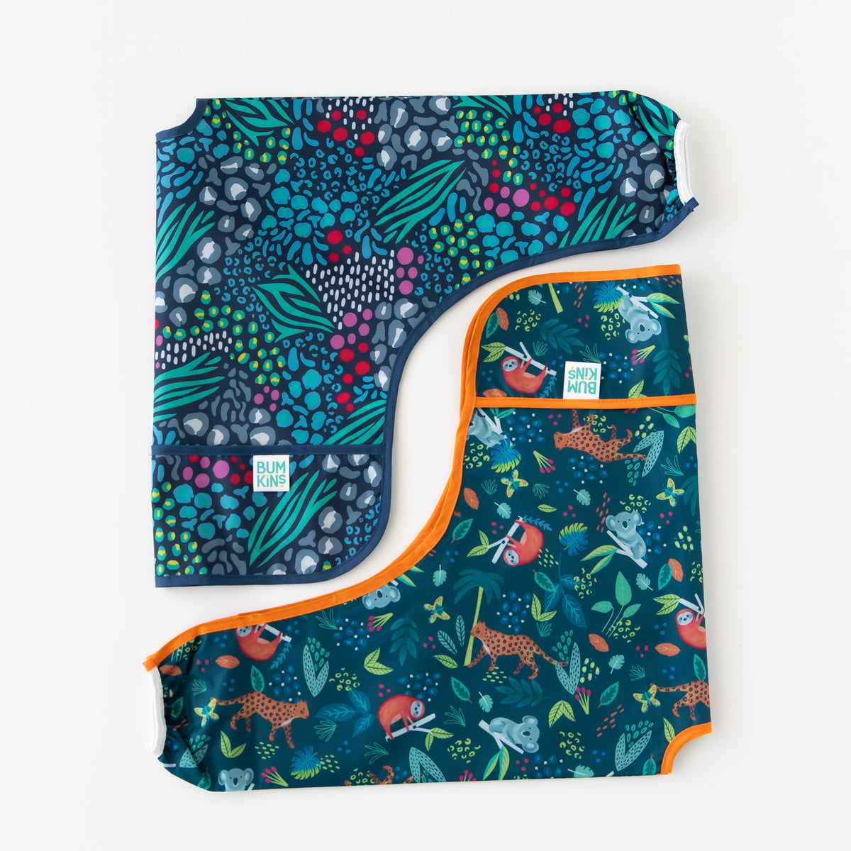 Sleeved Bib 2 Pack: Jungle and Animal Print | Bumkins