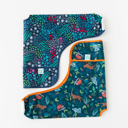 Sleeved Bib 2 Pack: Jungle and Animal Print | Bumkins