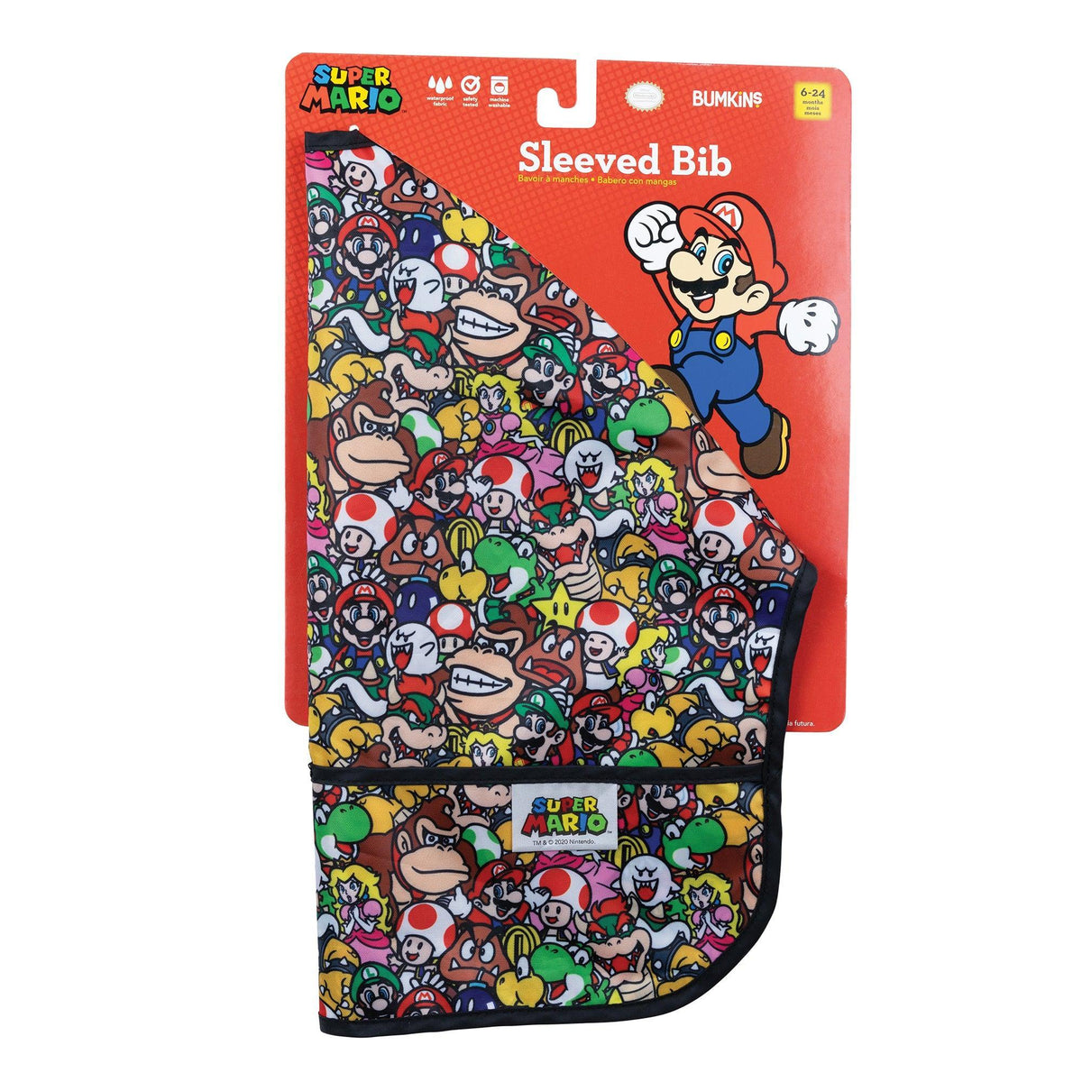 Super Mario Mashup Sleeved Bib For Growing Gamers 3-5 yrs | Bumkins