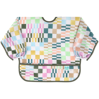 Motley Check Sleeved Bib | Waterproof, Reusable | Bumkins