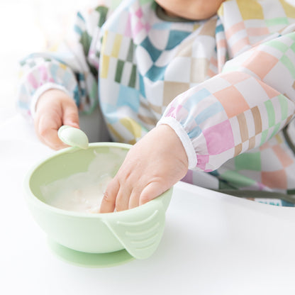 Motley Check Sleeved Bib | Waterproof, Reusable | Bumkins