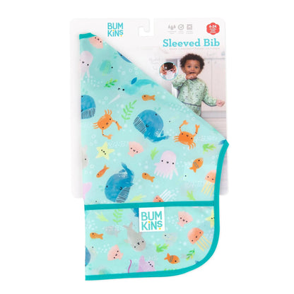 Ocean Theme Sleeved Bib For Meals At Home or On-The-Go | Bumkins