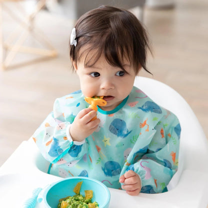 Ocean Theme Sleeved Bib For Meals At Home or On-The-Go | Bumkins
