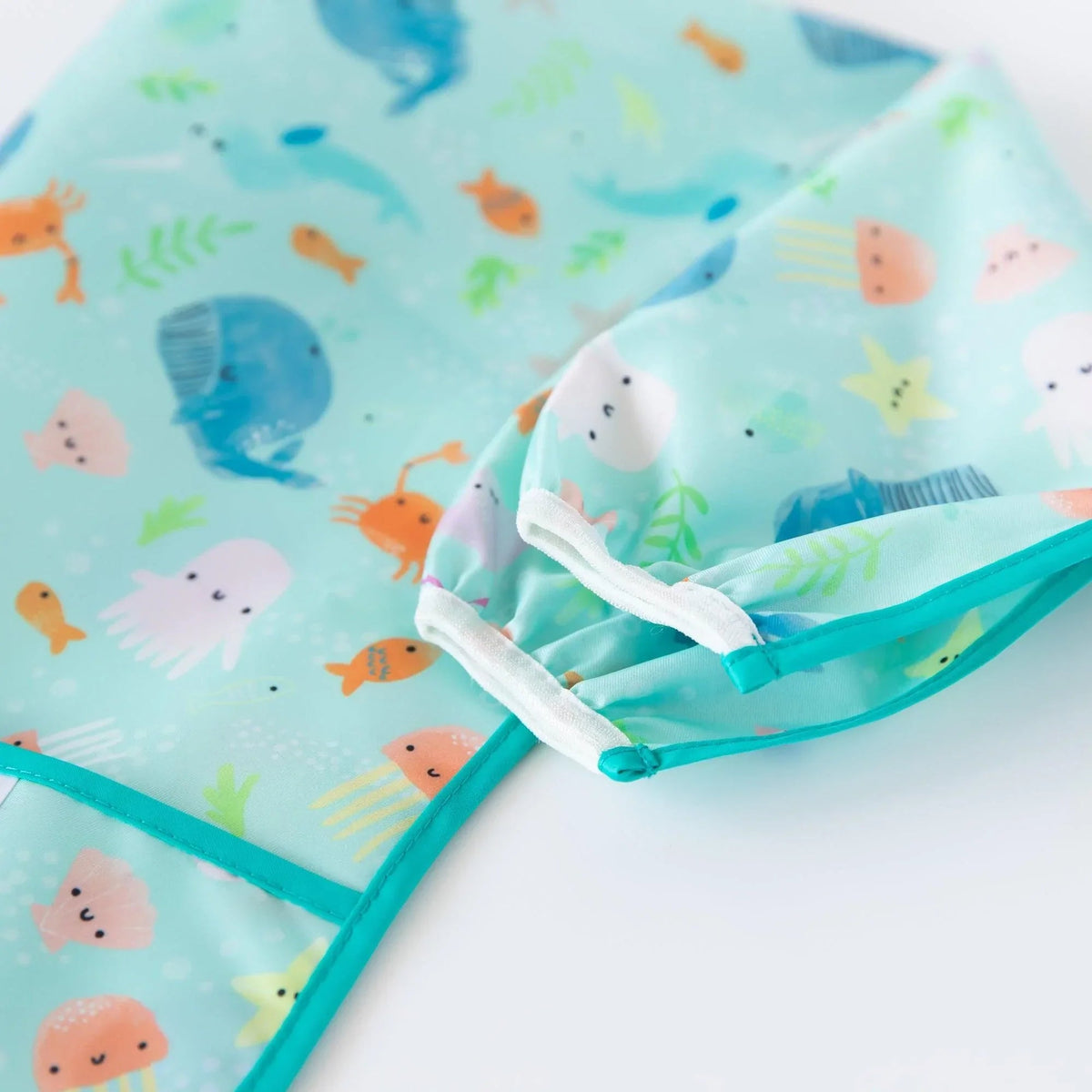 Ocean Theme Sleeved Bib For Meals At Home or On-The-Go | Bumkins