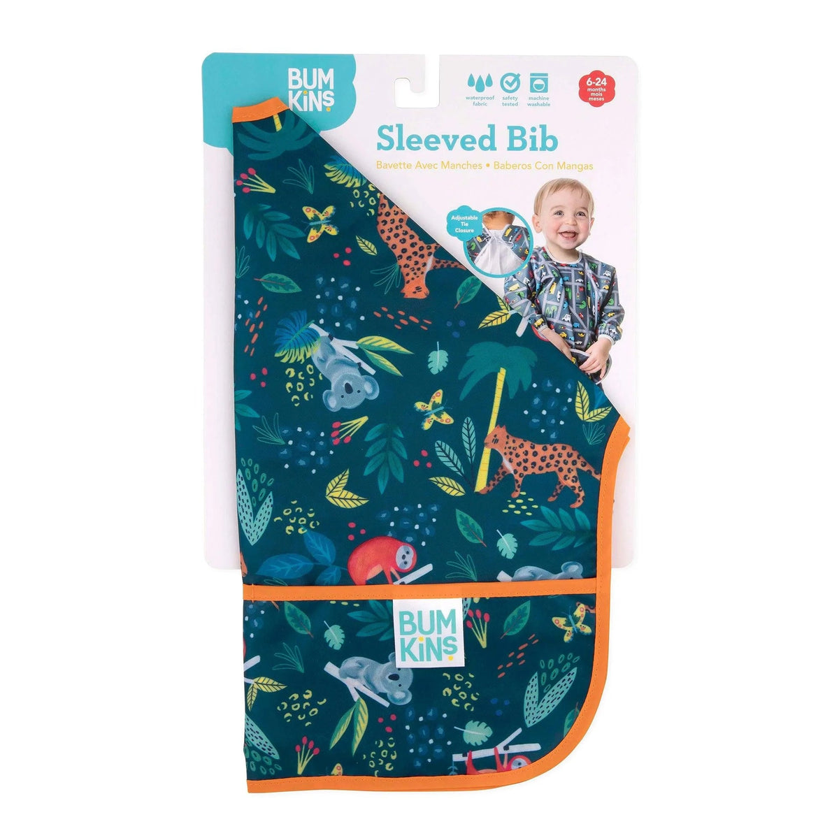 Baby Bibs with Sleeves + Cute Jungle Animals! 6 to 24 mos | Bumkins
