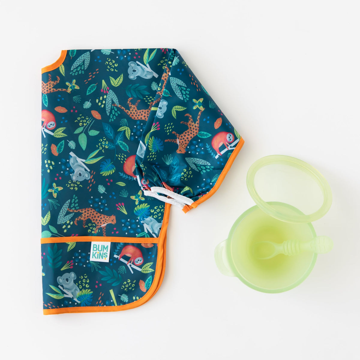 Baby Bibs with Sleeves + Cute Jungle Animals! 6 to 24 mos | Bumkins