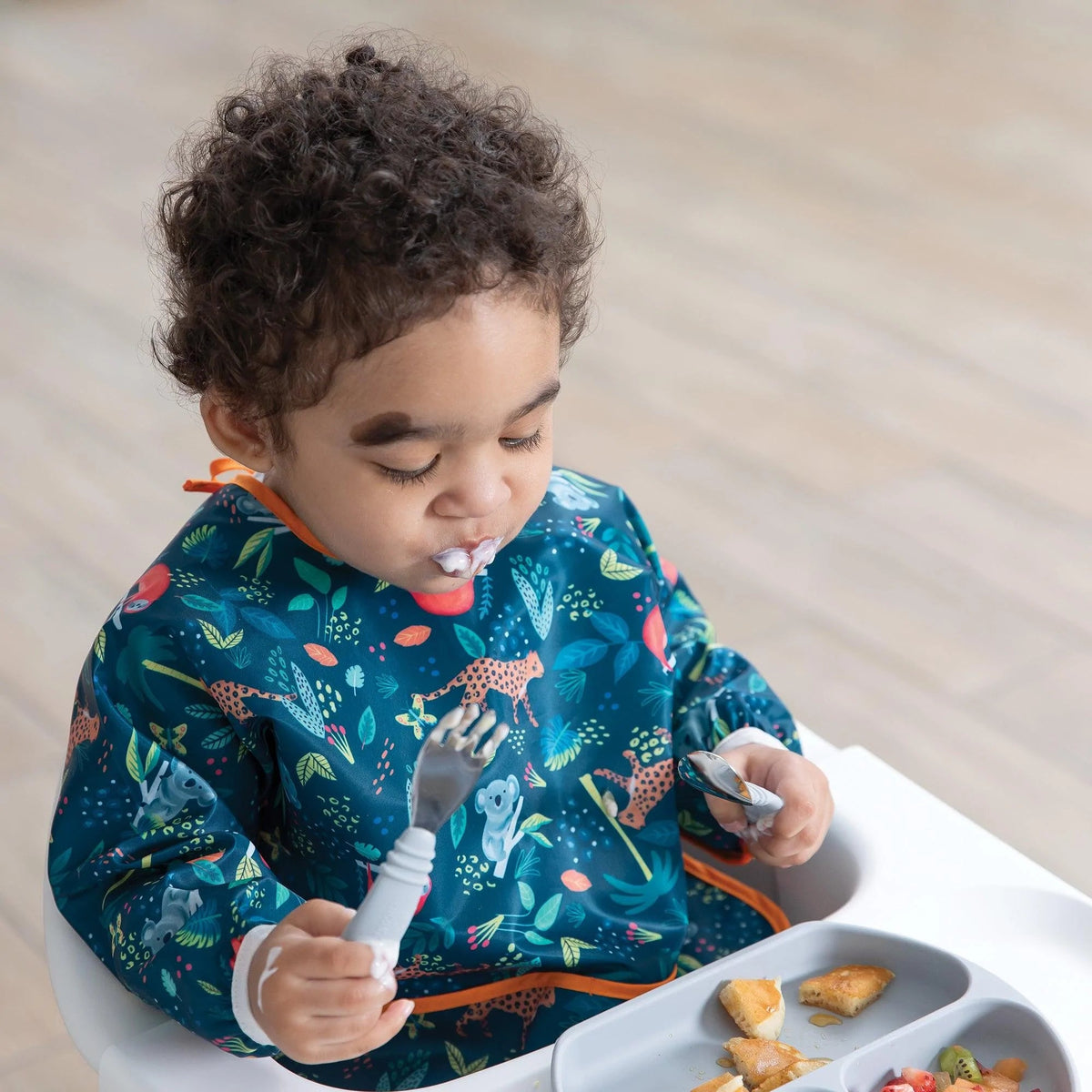Baby Bibs with Sleeves + Cute Jungle Animals! 6 to 24 mos | Bumkins