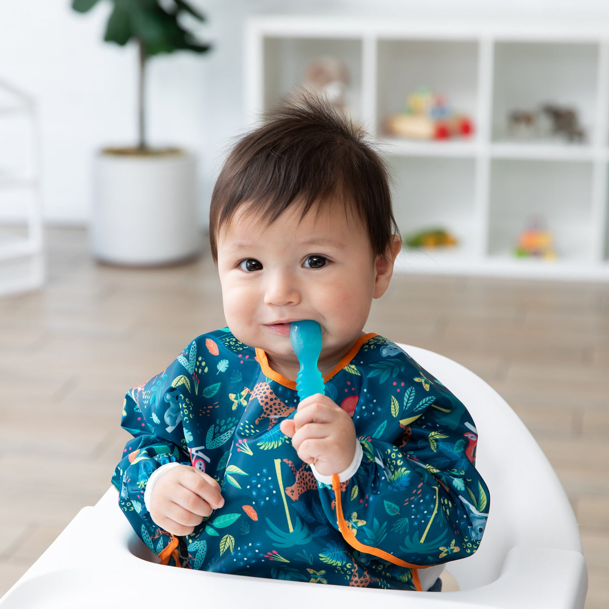 Baby Bibs with Sleeves + Cute Jungle Animals! 6 to 24 mos | Bumkins