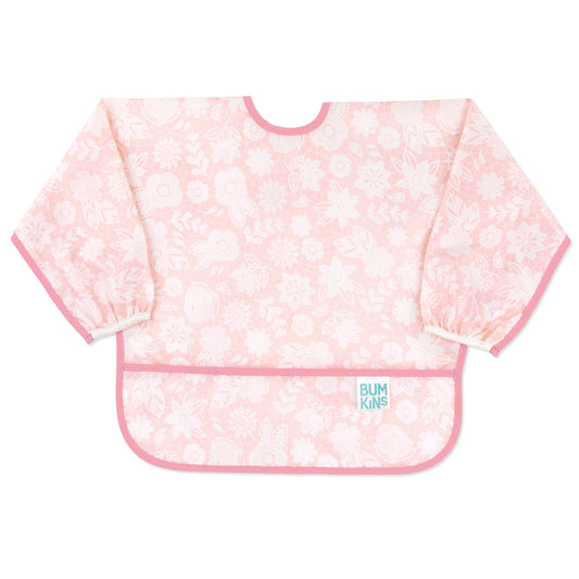 Lace Print Back-tie Sleeved Bib For Messy Eaters | Bumkins