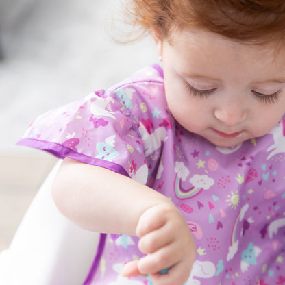 Ruffle Apron Bib: Unicorns | Waterproof, Machine Washable | Bumkins