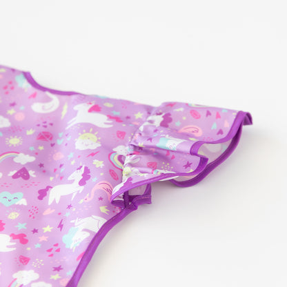 Ruffle Apron Bib: Unicorns | Waterproof, Machine Washable | Bumkins