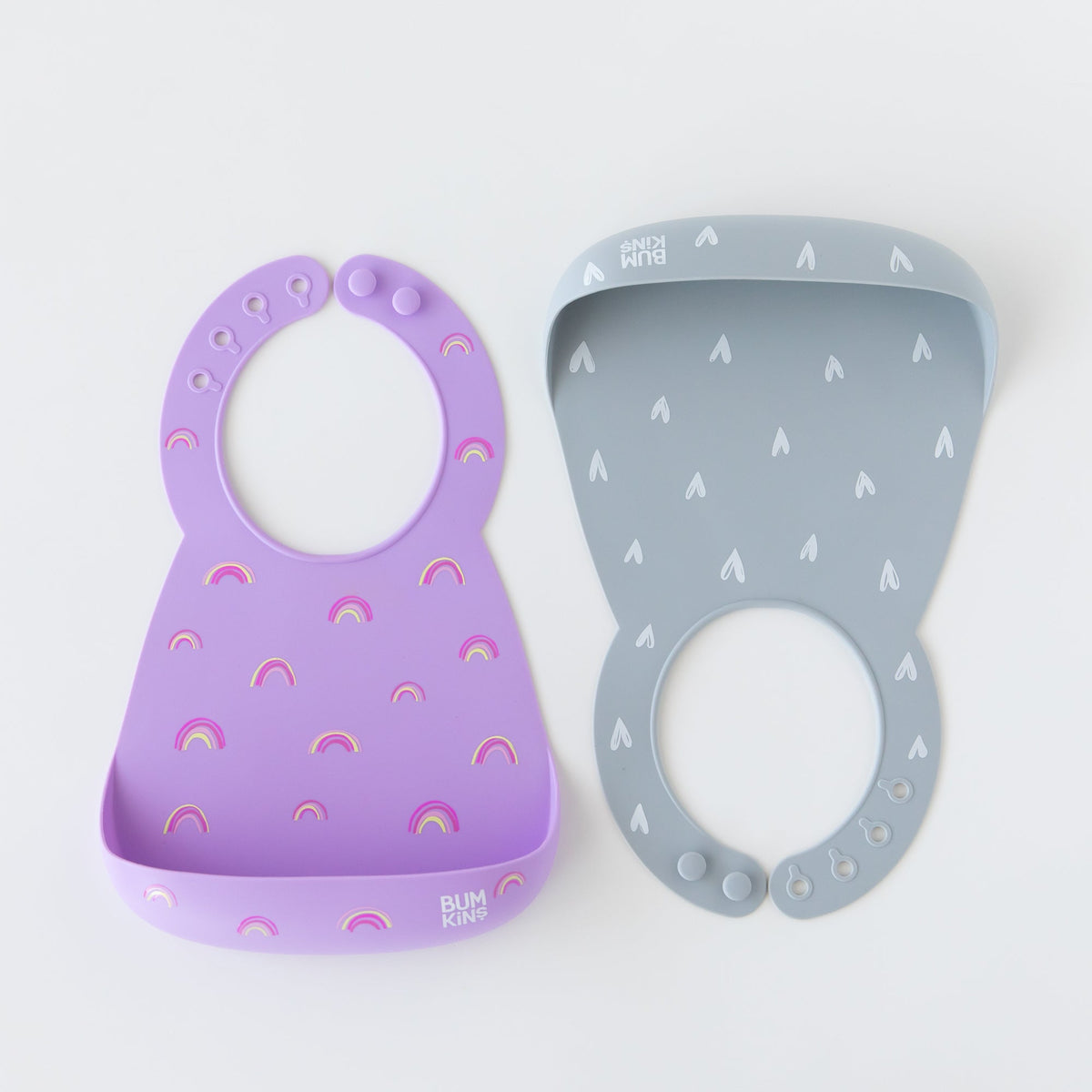 Silicone Bib 2 Pack: Hearts and Rainbows | Bumkins