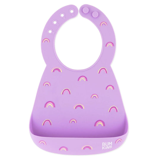 Cute Rainbow Silicone Bibs That Catch Food 6-24 mos | Bumkins