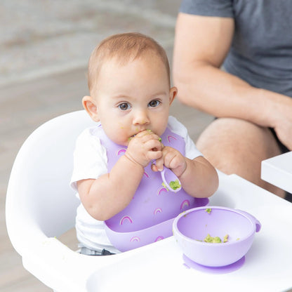 Cute Rainbow Silicone Bibs That Catch Food 6-24 mos | Bumkins