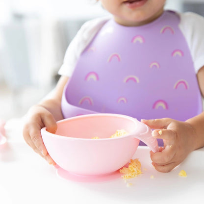 Cute Rainbow Silicone Bibs That Catch Food 6-24 mos | Bumkins