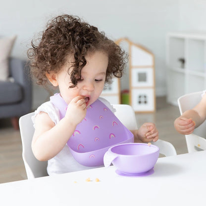 Cute Rainbow Silicone Bibs That Catch Food 6-24 mos | Bumkins