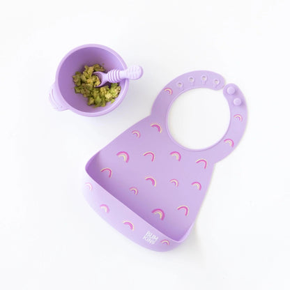 Cute Rainbow Silicone Bibs That Catch Food 6-24 mos | Bumkins