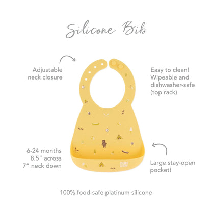 Cute Camp Gear Silicone Baby Feeding Bibs 6-24 Months | Bumkins