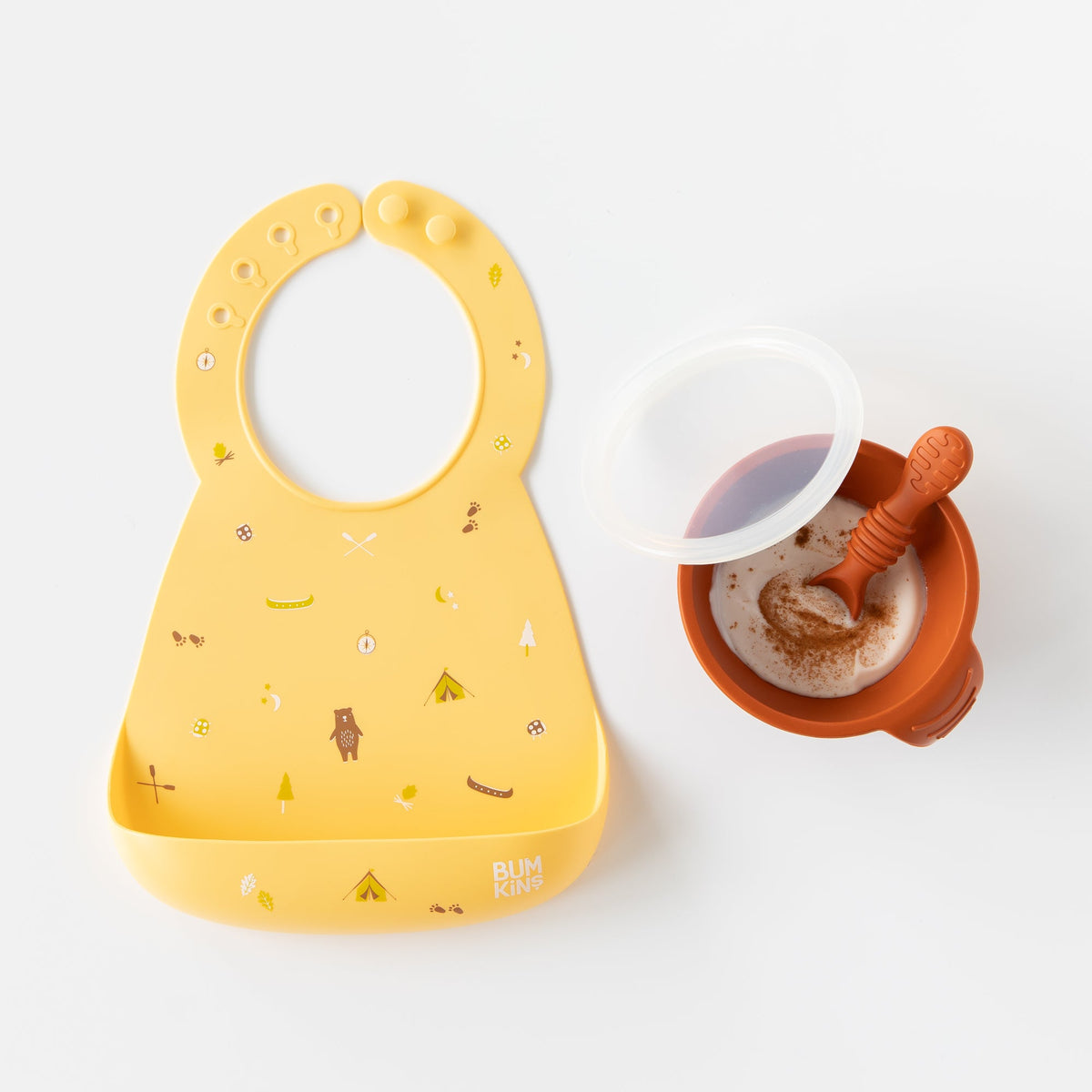 Cute Camp Gear Silicone Baby Feeding Bibs 6-24 Months | Bumkins