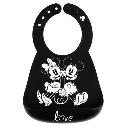 Mickey and Minnie Love Print B+W Silicone Bib For 6-24 Mos | Bumkins