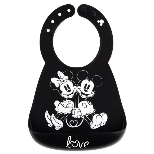 Mickey and Minnie Love Print B+W Silicone Bib For 6-24 Mos | Bumkins