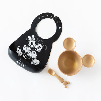 Mickey and Minnie Love Print B+W Silicone Bib For 6-24 Mos | Bumkins
